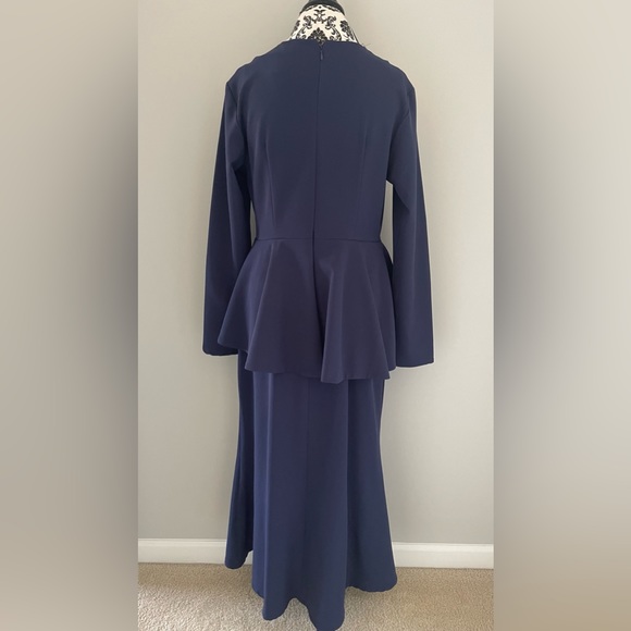 Annah Hariri peplum dress maxi dress navy blue Abaya Islamic modest dress - Picture 8 of 8